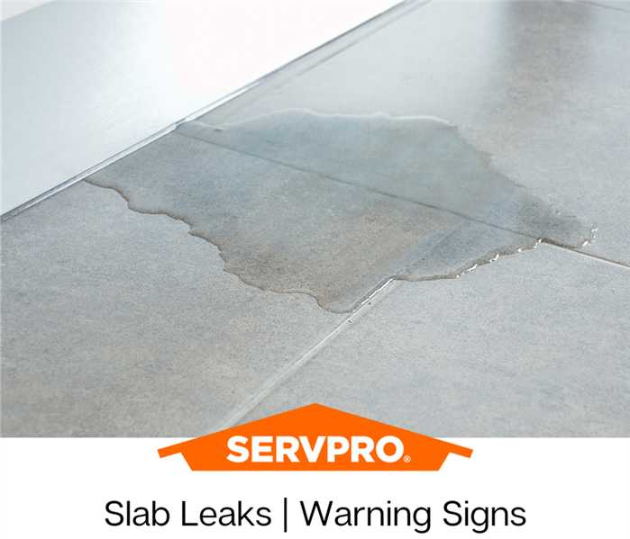 Water leaks onto a grey tile floor.