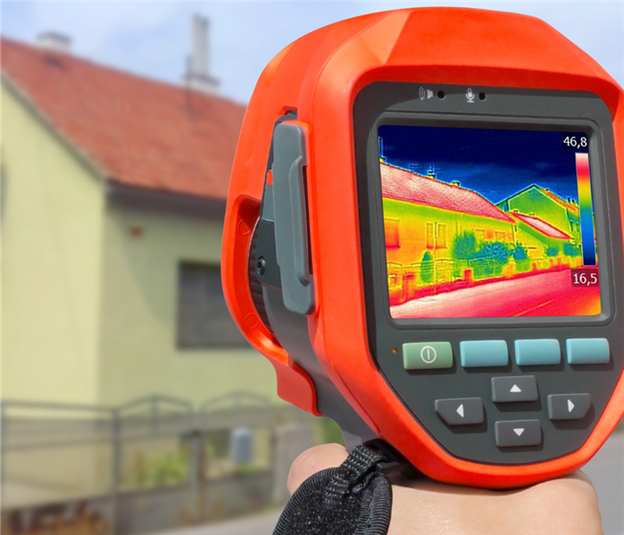 A thermal camera shows the temperatures of a home.